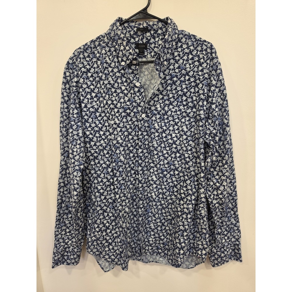 J.CREW Flipcuff Button Down Shirt Men's Floral Print Slim Fit Cotton Size XL